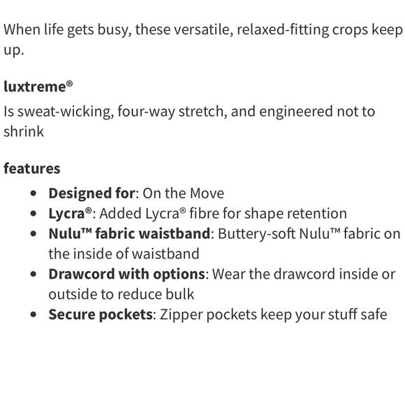 Lululemon Keep Moving Crop Pants True Navy W6BJXS Women's Size 6 - Picture 4 of 10